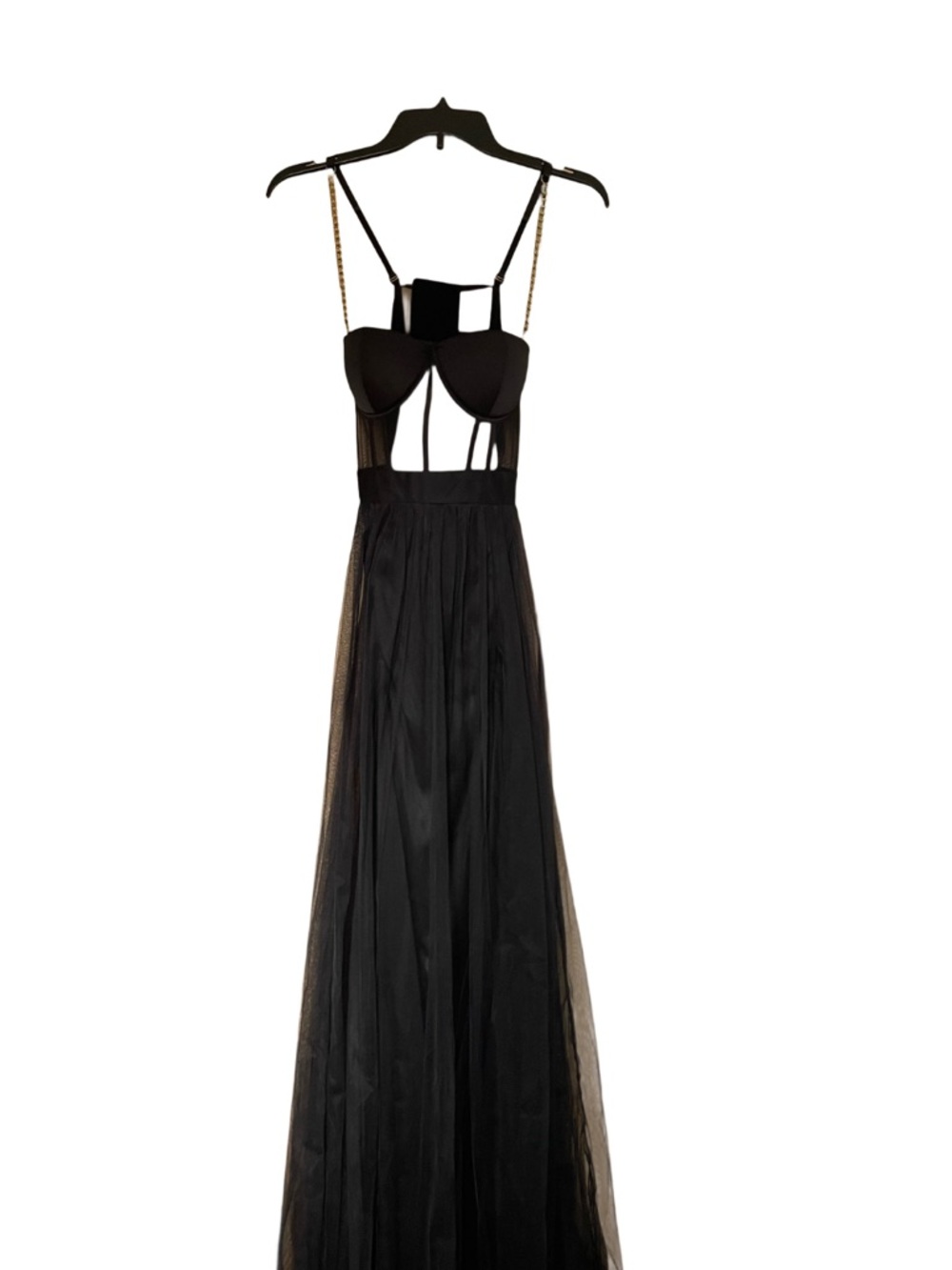 Windsor Black Strappy Mesh Maxi Dress